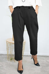 Bettie Two Button Scuba Trouser in Black