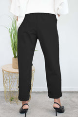 Bettie Two Button Scuba Trouser in Black