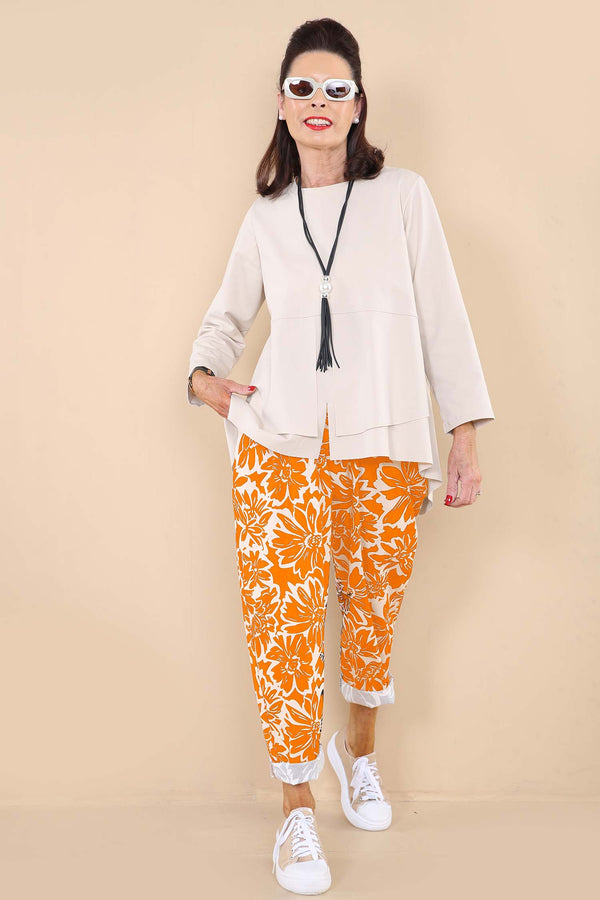 Violet Trousers in Orange with Beige