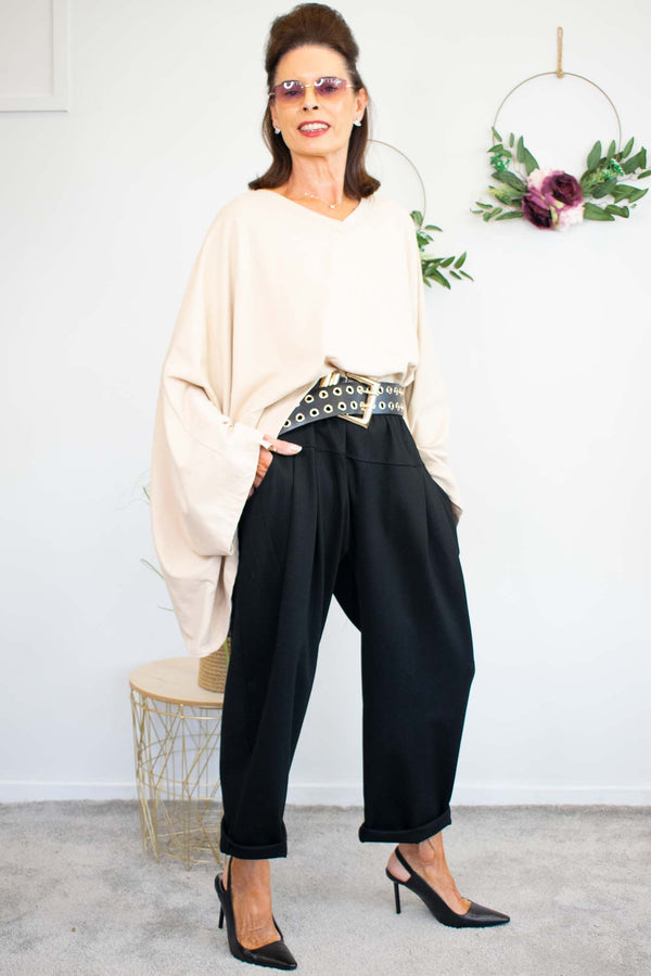 Martha Batwing Top in Warm Beige