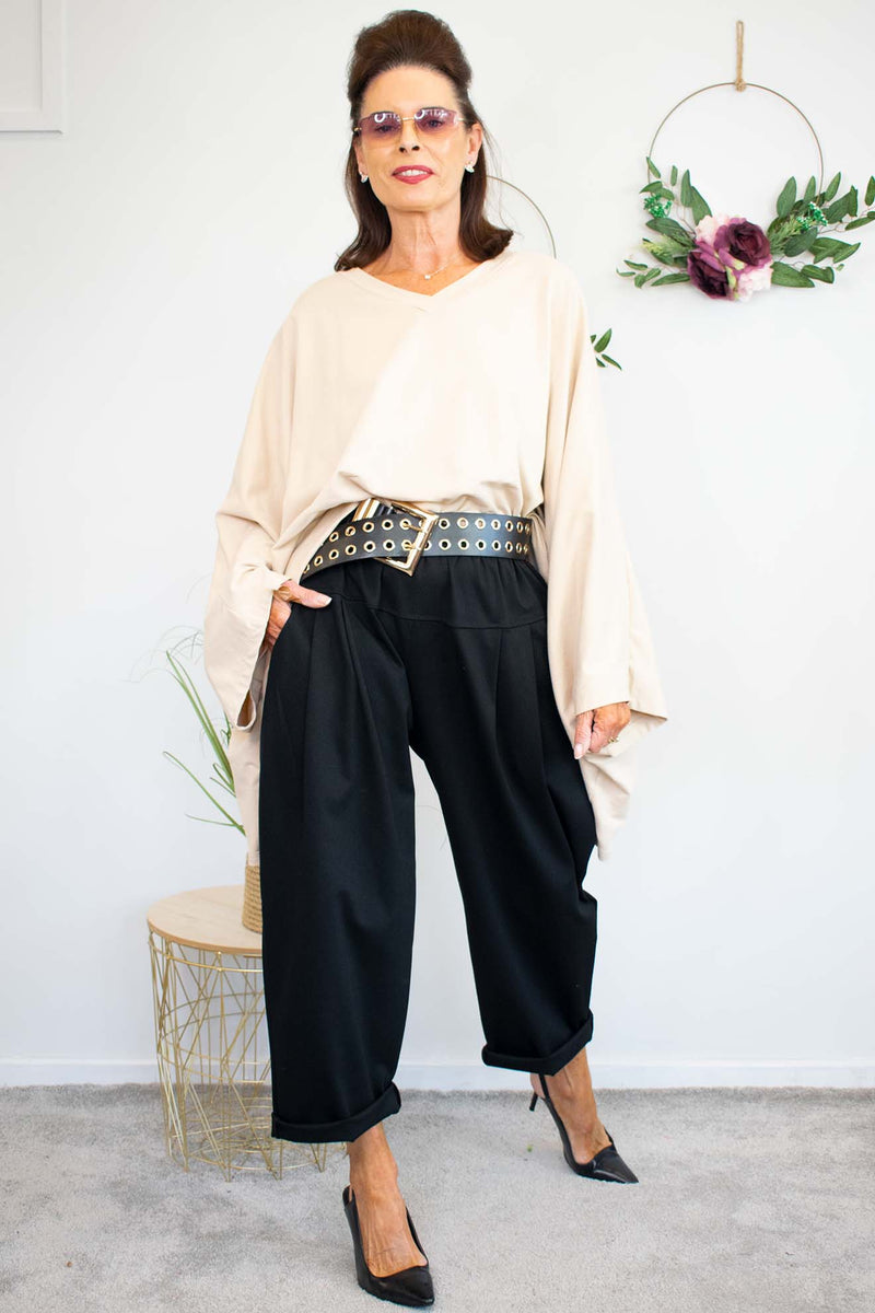 Martha Batwing Top in Warm Beige