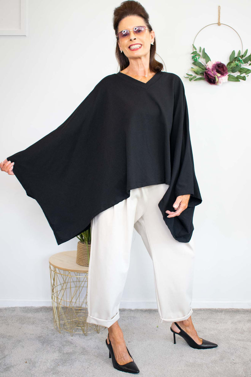 Martha Batwing Top in Black