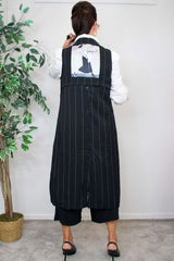 Camilla Pin Stripe Waistcoat in Black with Soft Blue stripe