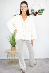 Luxury Portobello Jacket in White with Gold