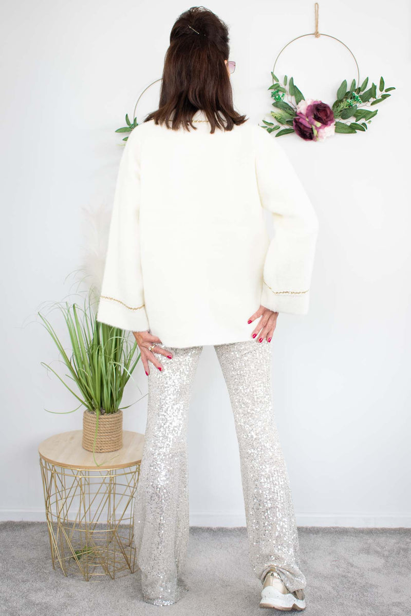 Luxury Portobello Jacket in White with Gold