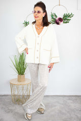 Luxury Portobello Jacket in White with Gold