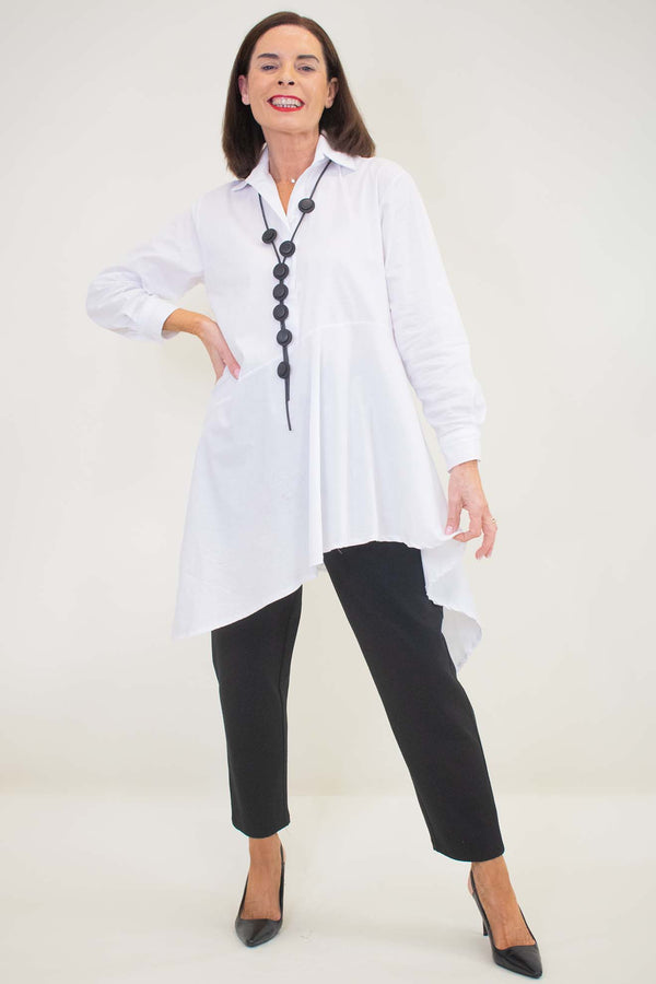 Sacha Waterfall Shirt in Crisp White