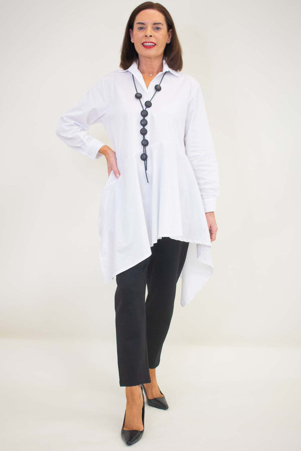 Sacha Waterfall Shirt in Crisp White
