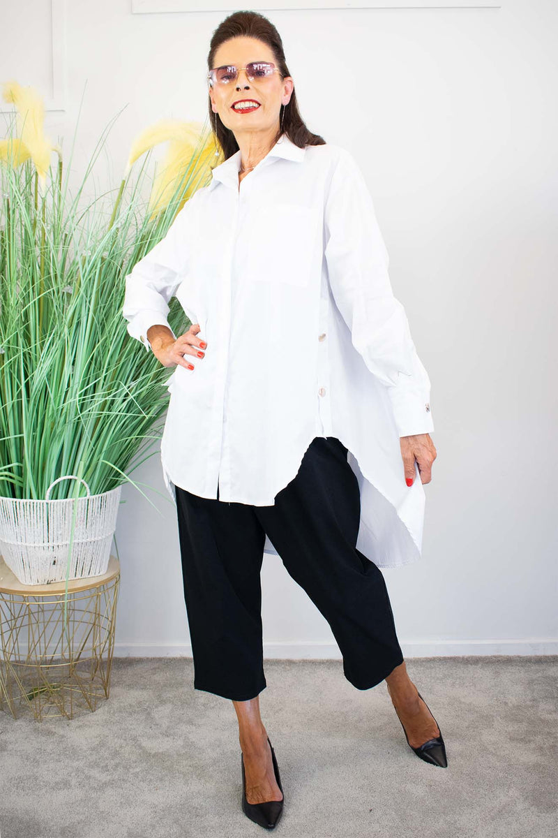 Cantolina Gold Button Shirt in White