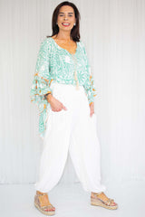 Lyla Linen Style Trouser in White