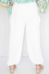 Lyla Linen Style Trouser in White