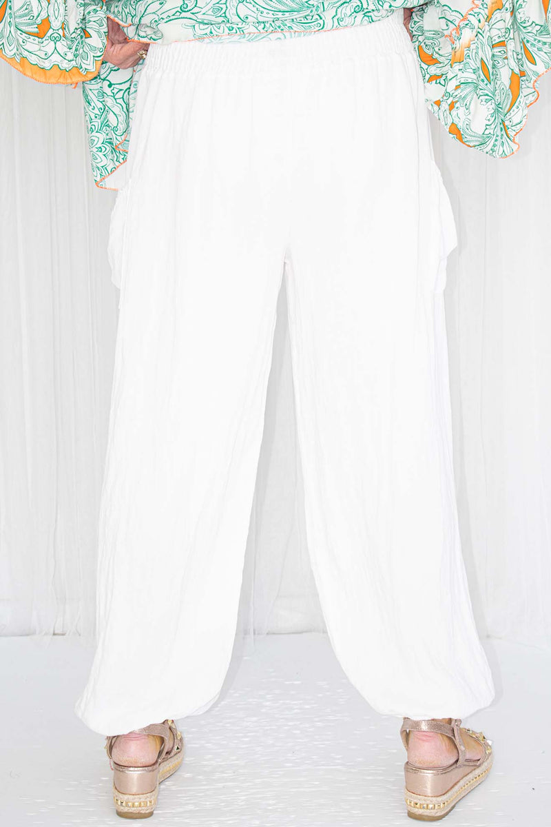 Lyla Linen Style Trouser in White