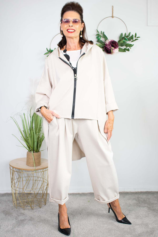 Zena Zip Jacket in Light Beige