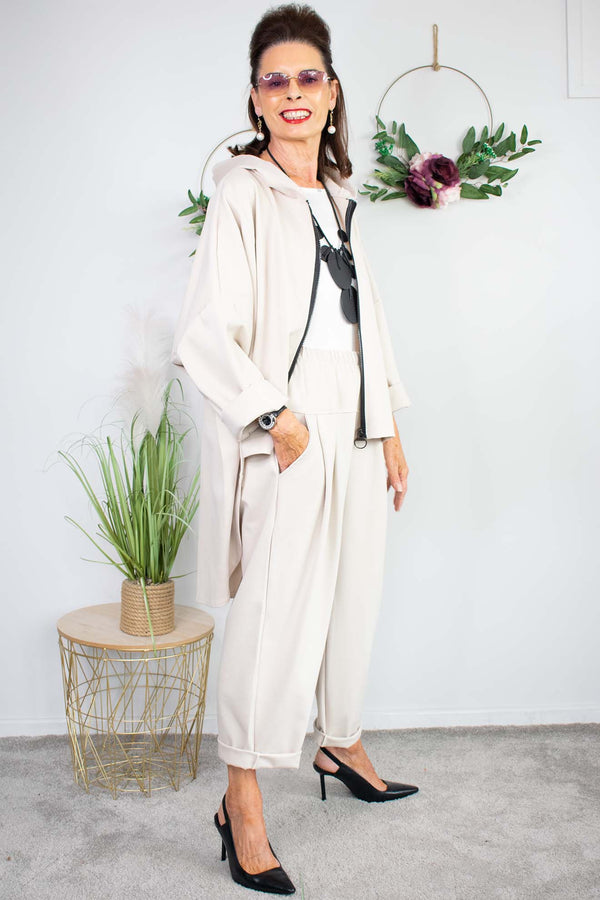 Zena Zip Jacket in Light Beige