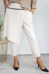 Zoey Zip Detail Trouser in  warm beige