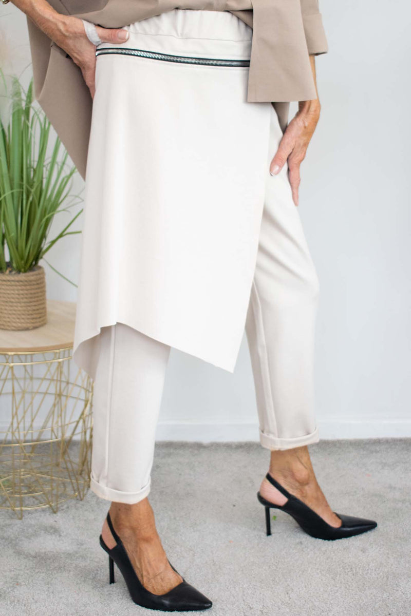 Zoey Zip Detail Trouser in  warm beige