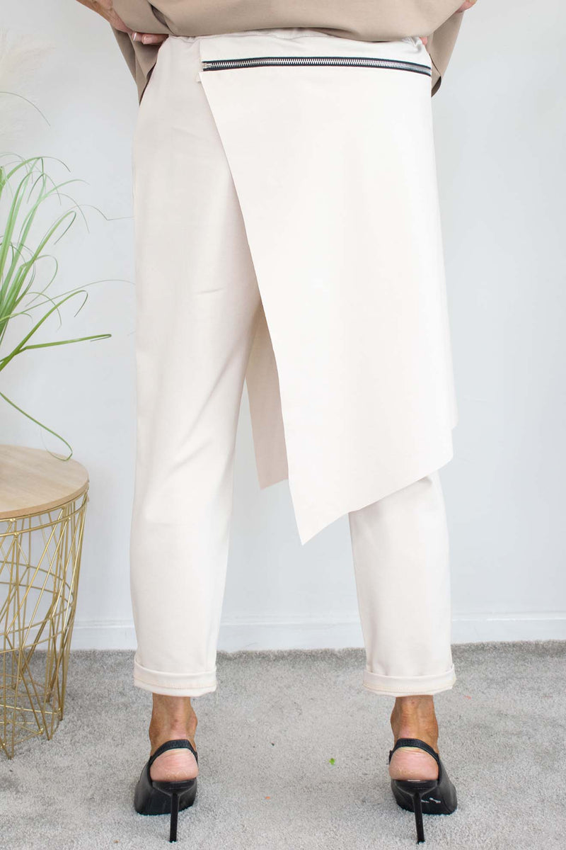 Zoey Zip Detail Trouser in  warm beige
