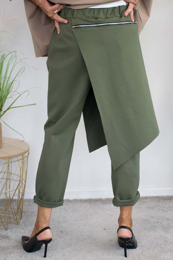 Zoey Zip Detail Trouser in Khaki