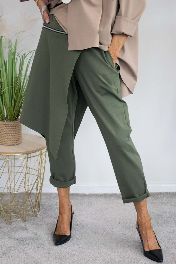 Zoey Zip Detail Trouser in Khaki