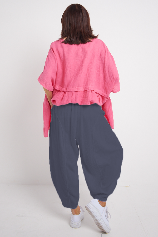 ENZO LINEN TROUSERS IN NAVY