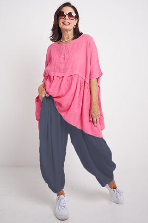 ENZO LINEN TROUSERS IN NAVY