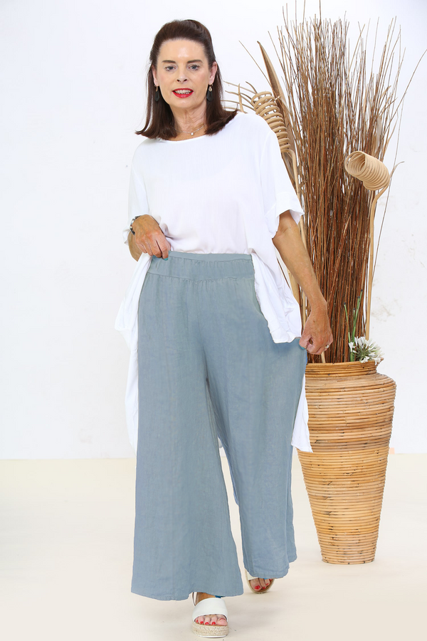 culotte denim Wide Leg Trouser In Washed Denim dolly