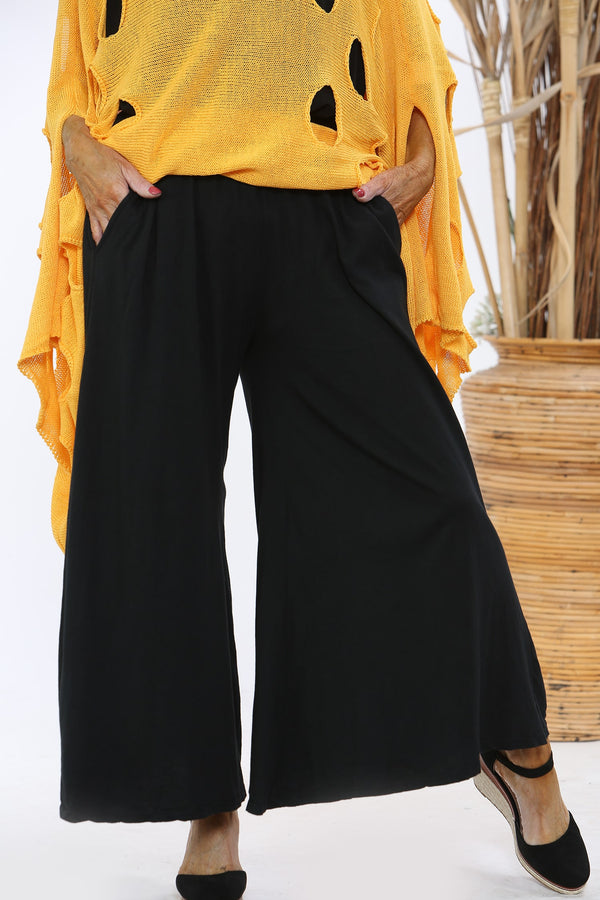 Black Cotton Culotte TrouserMARIA