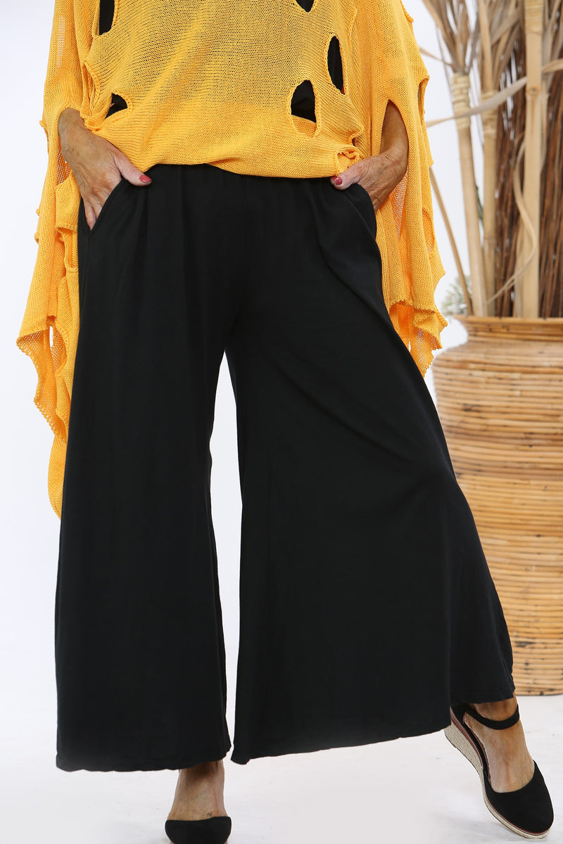 Black Cotton Culotte TrouserMARIA