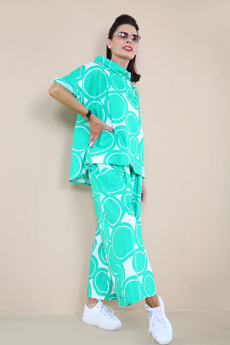 Lucy Palazzo Trouser - Apple Green