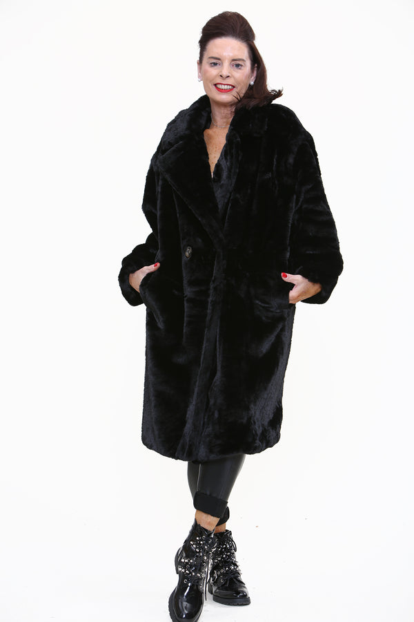 New York Faux Fur Jacket In Black