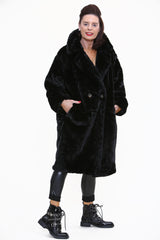 New York Faux Fur Jacket In Black