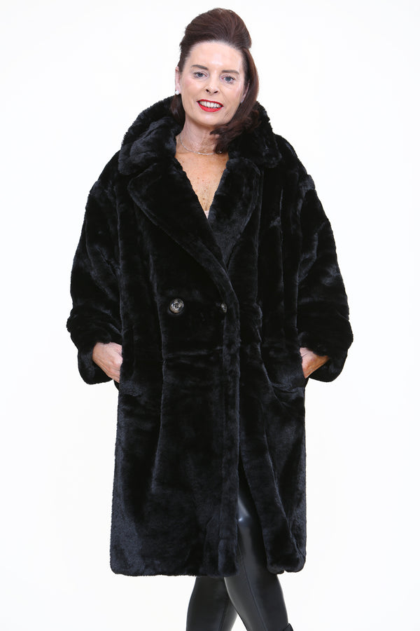 New York Faux Fur Jacket In Black