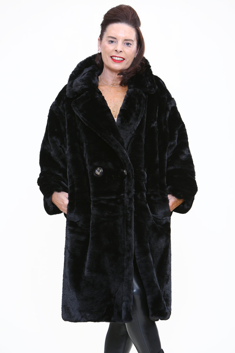 New York Faux Fur Jacket In Black