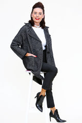 Bayonne Fluffy Striped Coat In Black