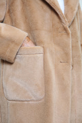 CANNES  Fluffy Reversible Faux Fur Coat In Camel