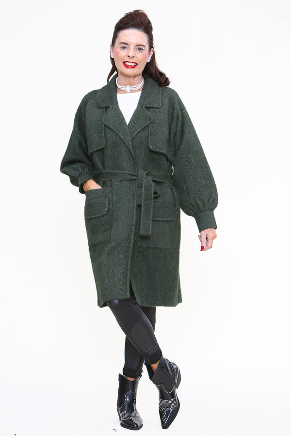 Beatrice Fluffy Coat In Sage