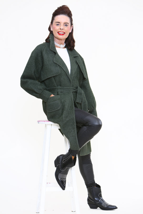 Beatrice Fluffy Coat In Sage