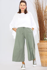 Sage Green Cotton Culotte TrouserMaria