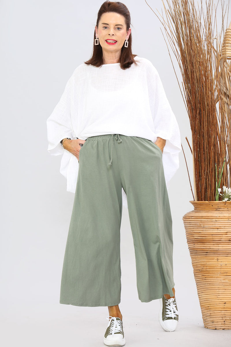 Sage Green Cotton Culotte TrouserMaria