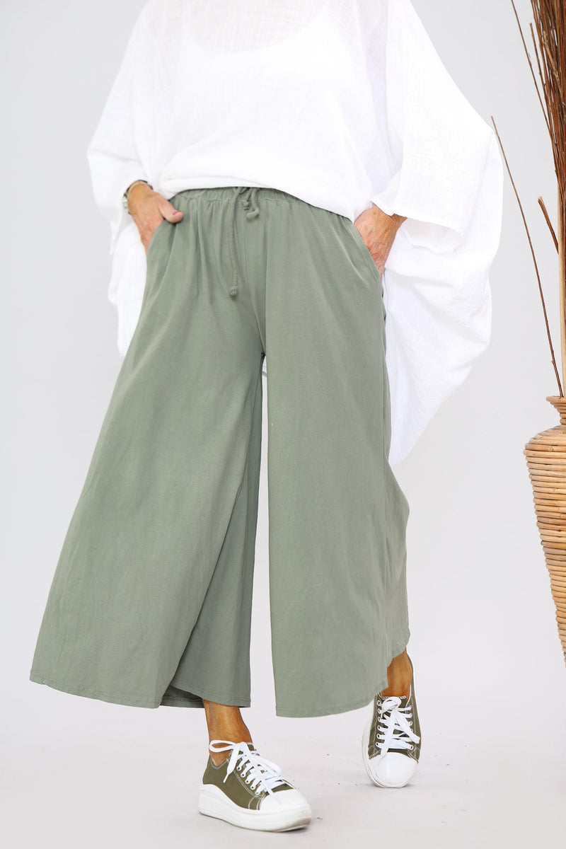 Sage Green Cotton Culotte TrouserMaria