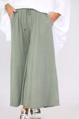 Sage Green Cotton Culotte TrouserMaria
