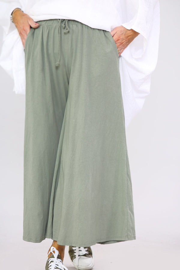 Sage Green Cotton Culotte TrouserMaria