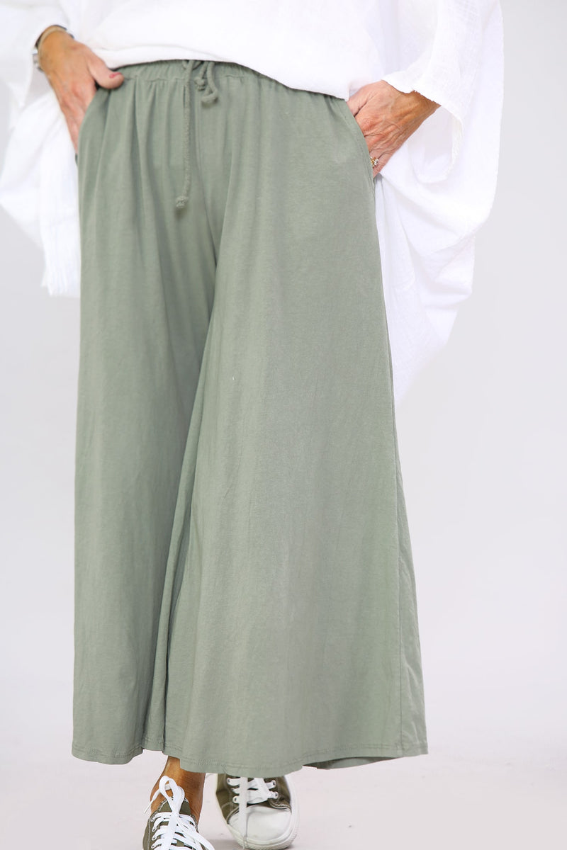 Sage Green Cotton Culotte TrouserMaria