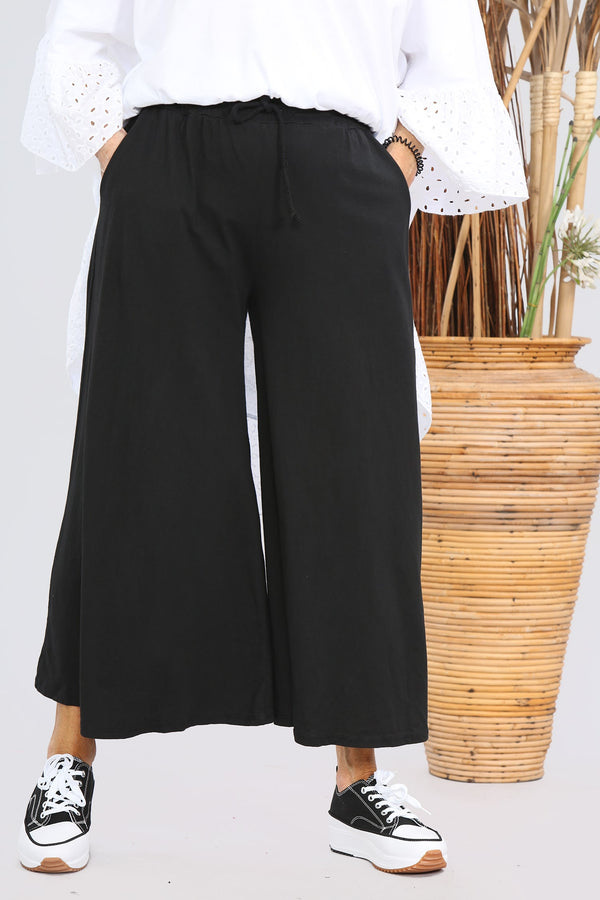 Black Cotton Culotte TrouserMARIA