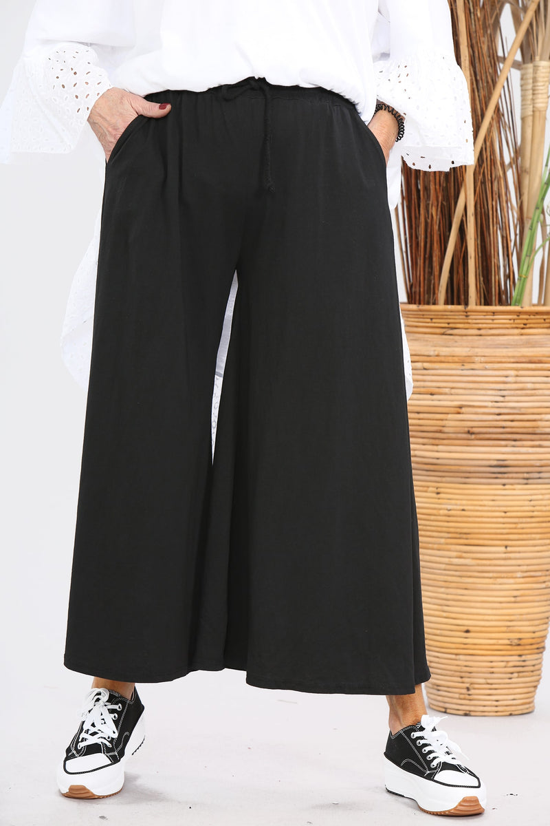 Black Cotton Culotte TrouserMARIA