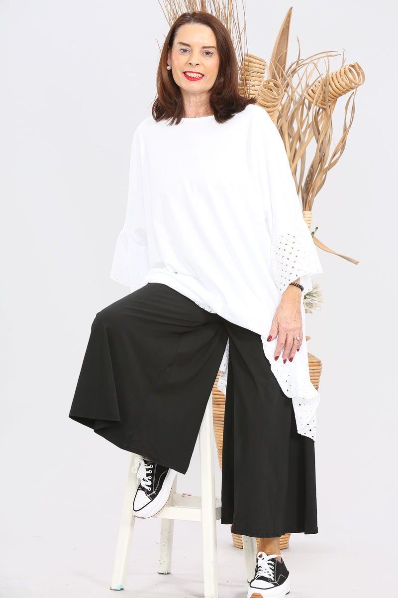 Black Cotton Culotte TrouserMARIA