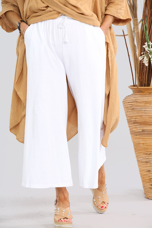 White Cotton Culotte Trouser MARIA
