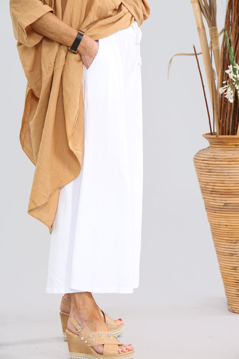 White Cotton Culotte Trouser MARIA