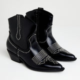 Studded Embellishments Ankle Boot in Black- 9368-38