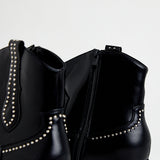 Studded Embellishments Ankle Boot in Black- 9368-38